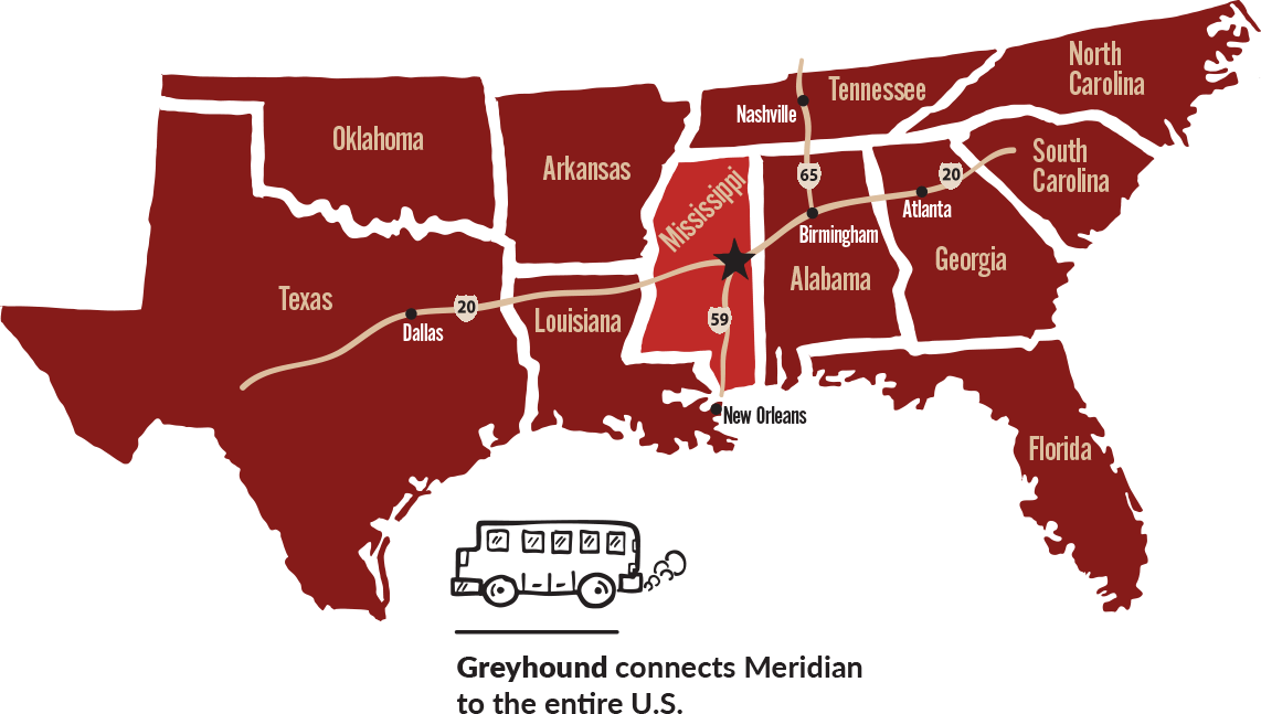 Map image showing bus travel routes