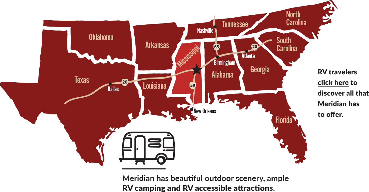 Map image showing RV travel routes